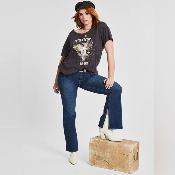 FRYE Mid-Rise Split Hem Flare Jeans in Thundercloud Wash Size 12 NWT - Picture 8 of 9